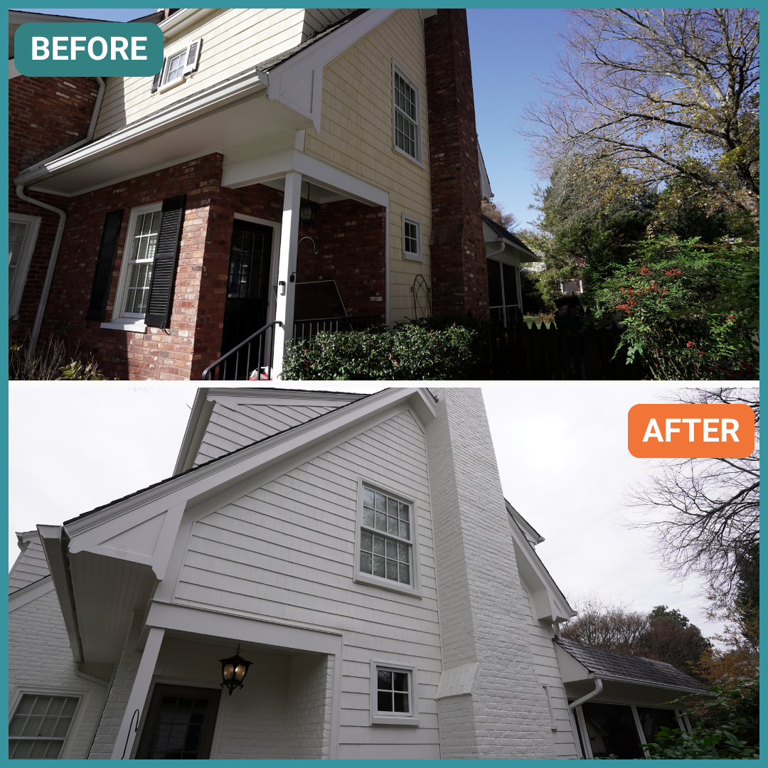 Exterior of a Richmond home painted, before & after.