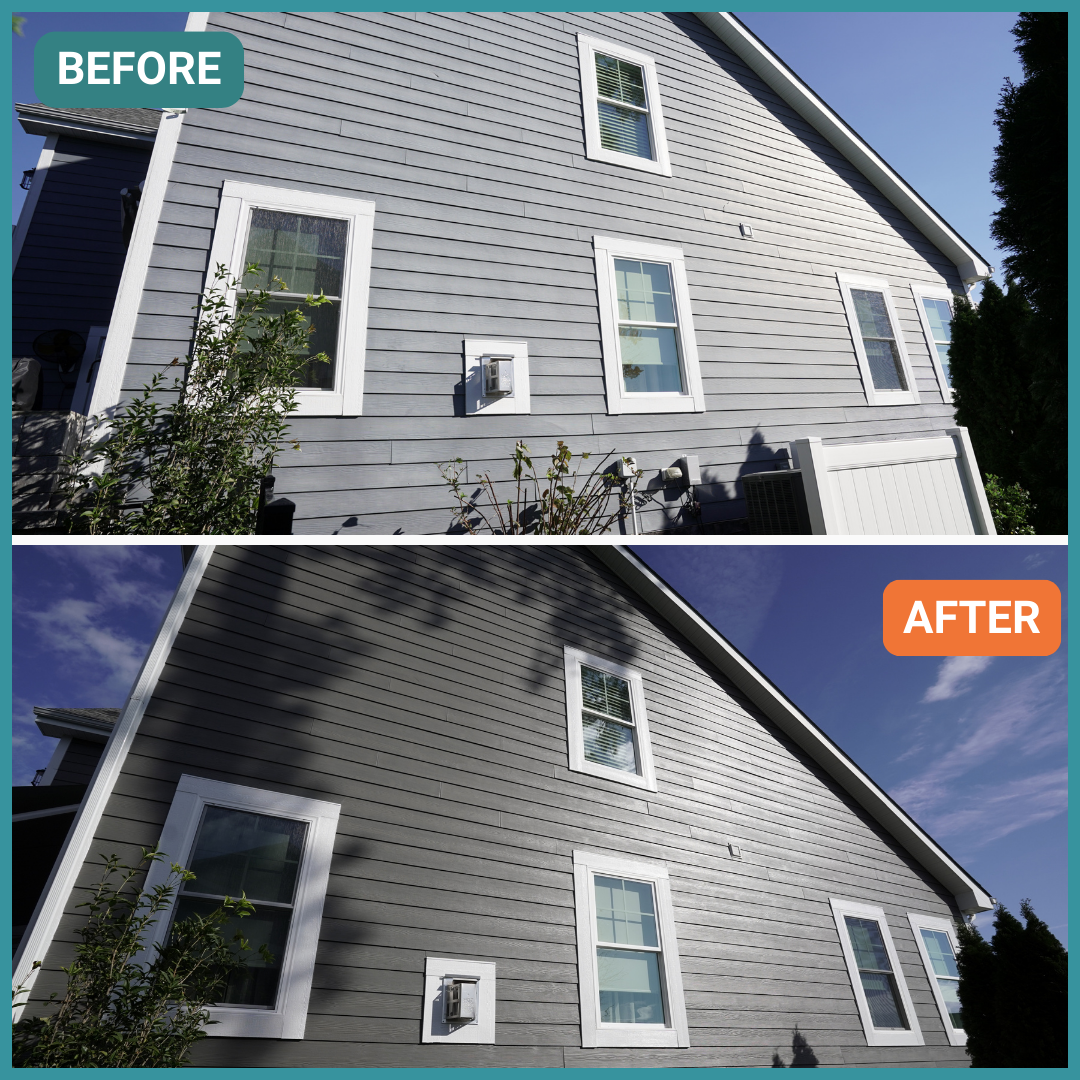 Newly painted exterior of home, before and after, in Richmond, VA